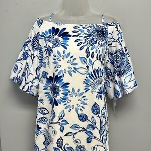 NWT Rabbit Rabbit Rabbit Adjustable Cold Shoulder/Off Shoulder Floral Dress